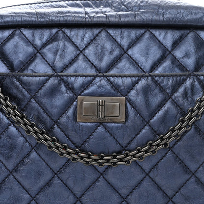 Chanel Metallic Aged Calfskin Quilted Medium Reissue Camera Case Bag Blue 8 of 10