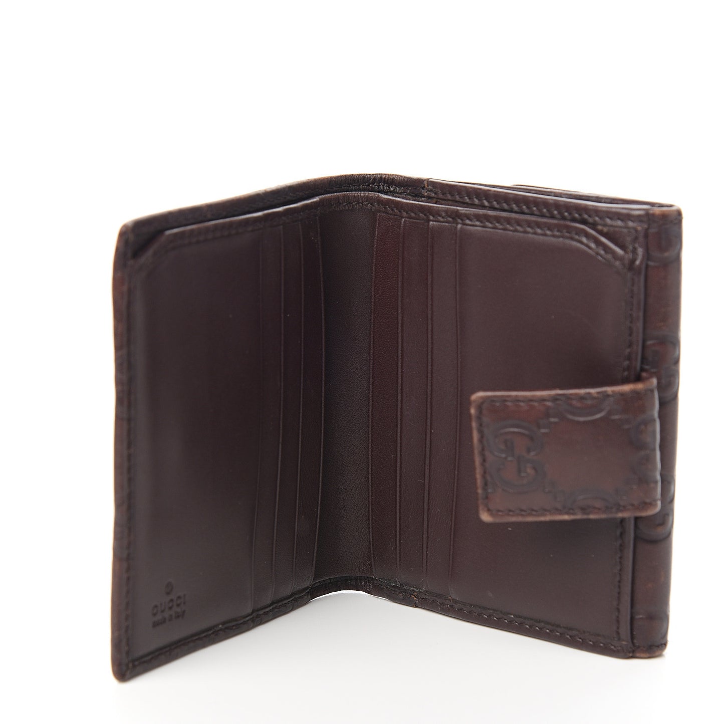 Guccissima Metal Bar French Flap Wallet Dark Chocolate