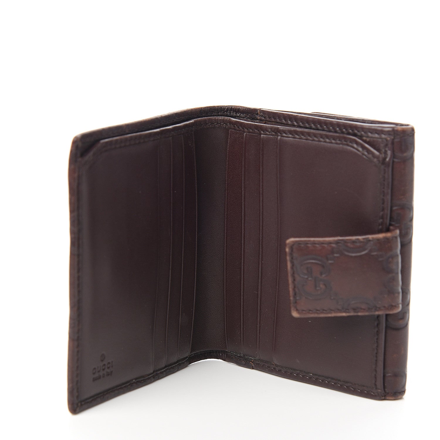 Gucci Guccissima Metal Bar French Flap Wallet Dark Chocolate 4 of 10