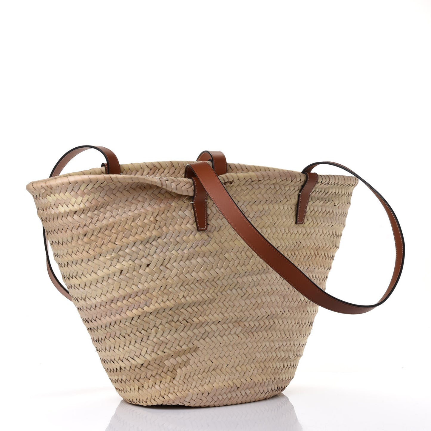 Raffia Calfskin Triomphe Medium Panier Tan