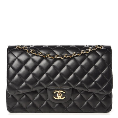 Chanel Lambskin Quilted Jumbo Double Flap Black 1 of 13