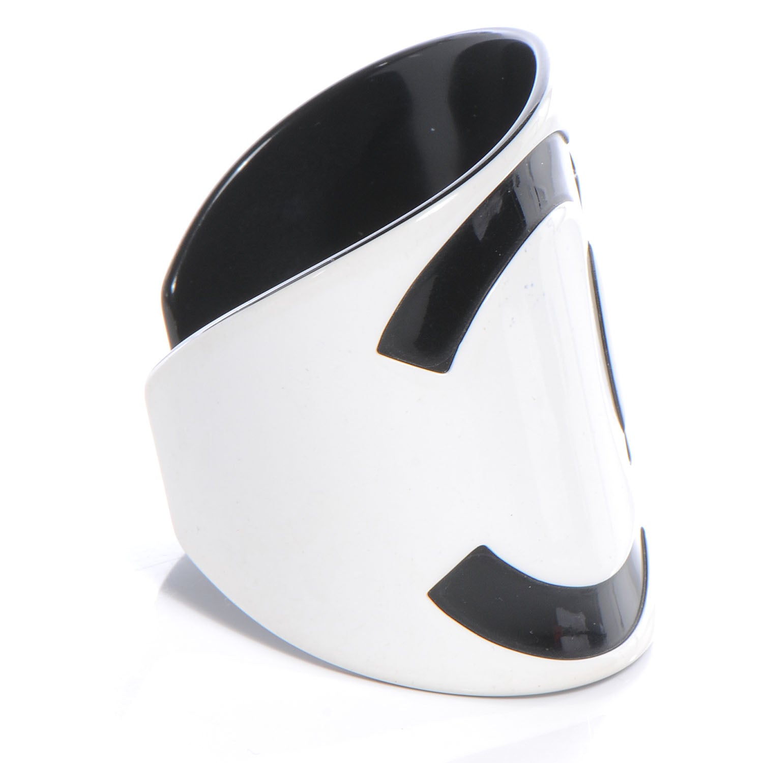 Chanel Resin CC Cuff Black White 4 of 5
