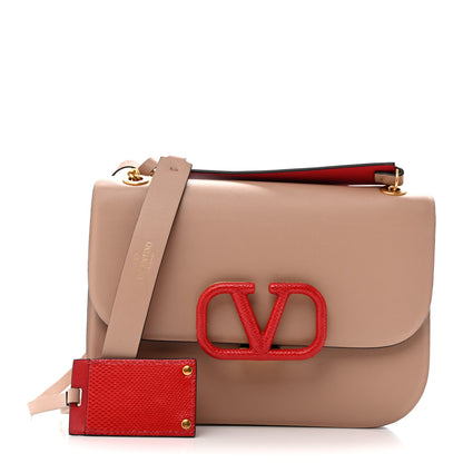 Valentino Garavani Grainy Calfskin Small VLock Shoulder Bag  Poudre Rouge Pur 1 of 11