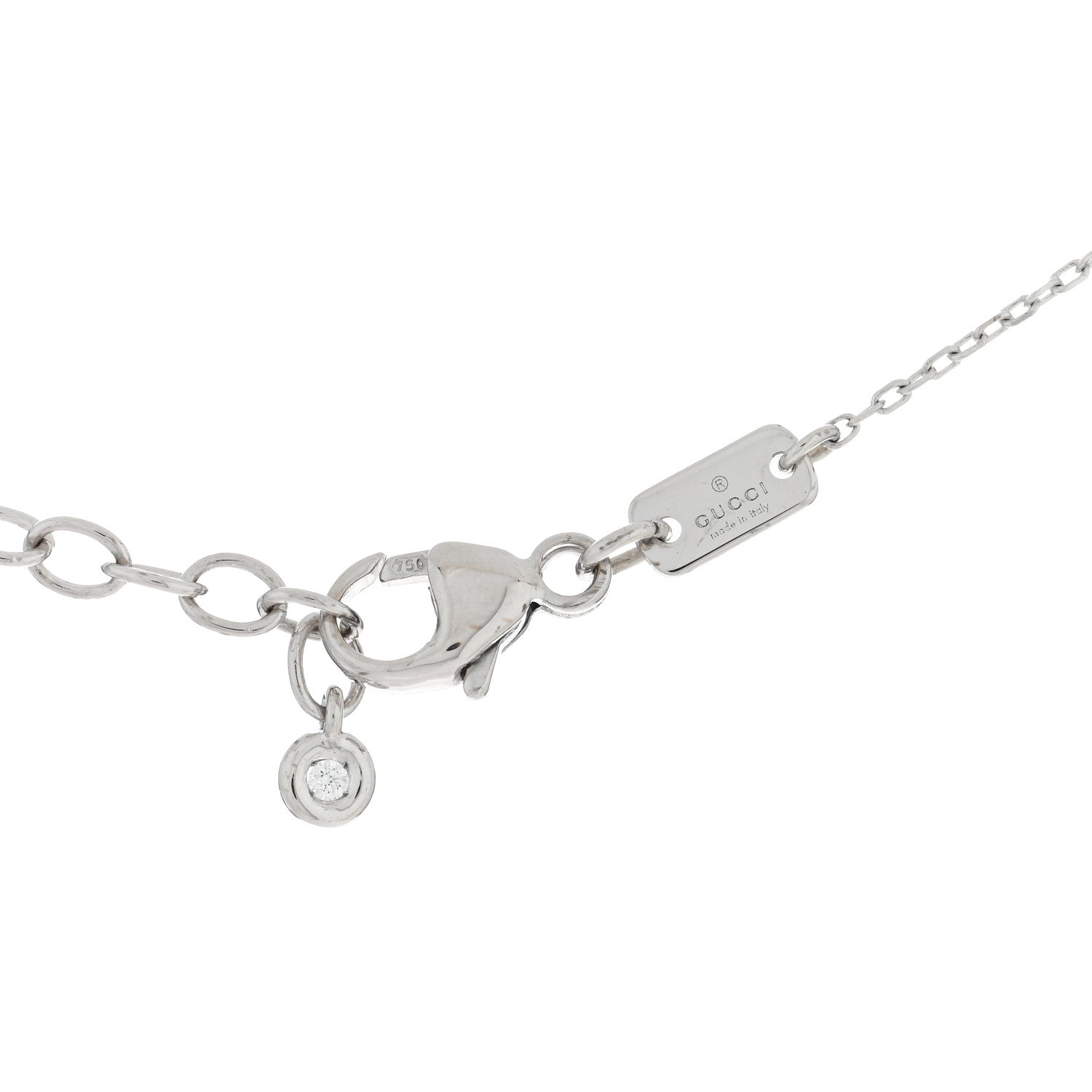 Gucci 18K White Gold Diamond Running GG Pendant Necklace 4 of 4