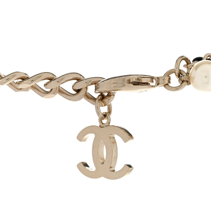 Chanel Lambskin Pearl Quilted Flap Necklace Gold Black Pearly White 5 of 7