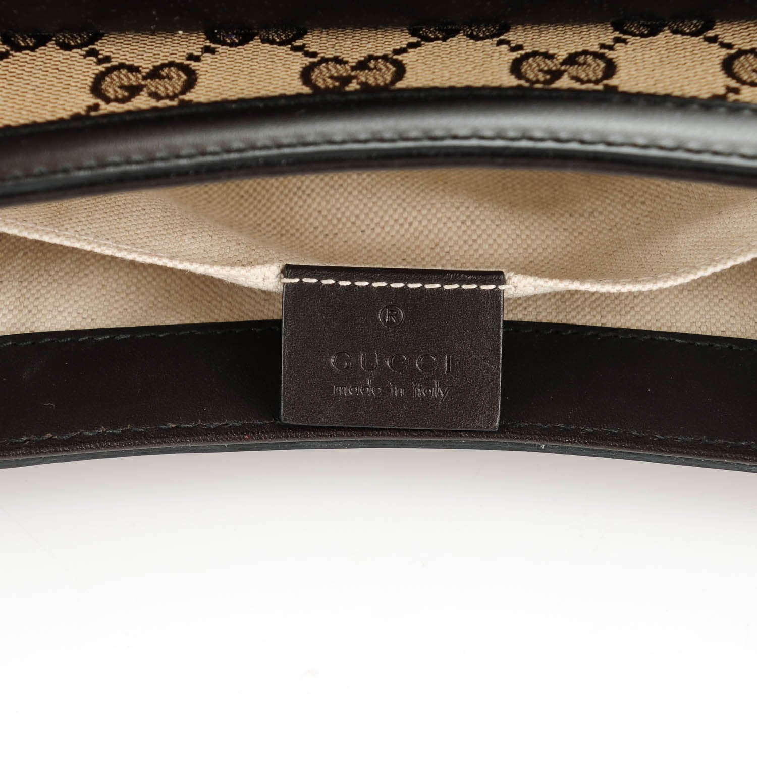 Gucci Monogram Margaux Calfskin Medium Emily Chain Shoulder Bag Beige Ebony Cocoa 6 of 7