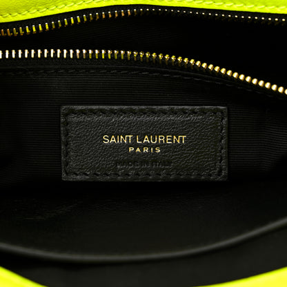 Saint Laurent Crinkled Calfskin Matelasse Monogram Medium Niki Chain Satchel Neon Yellow 6 of 12