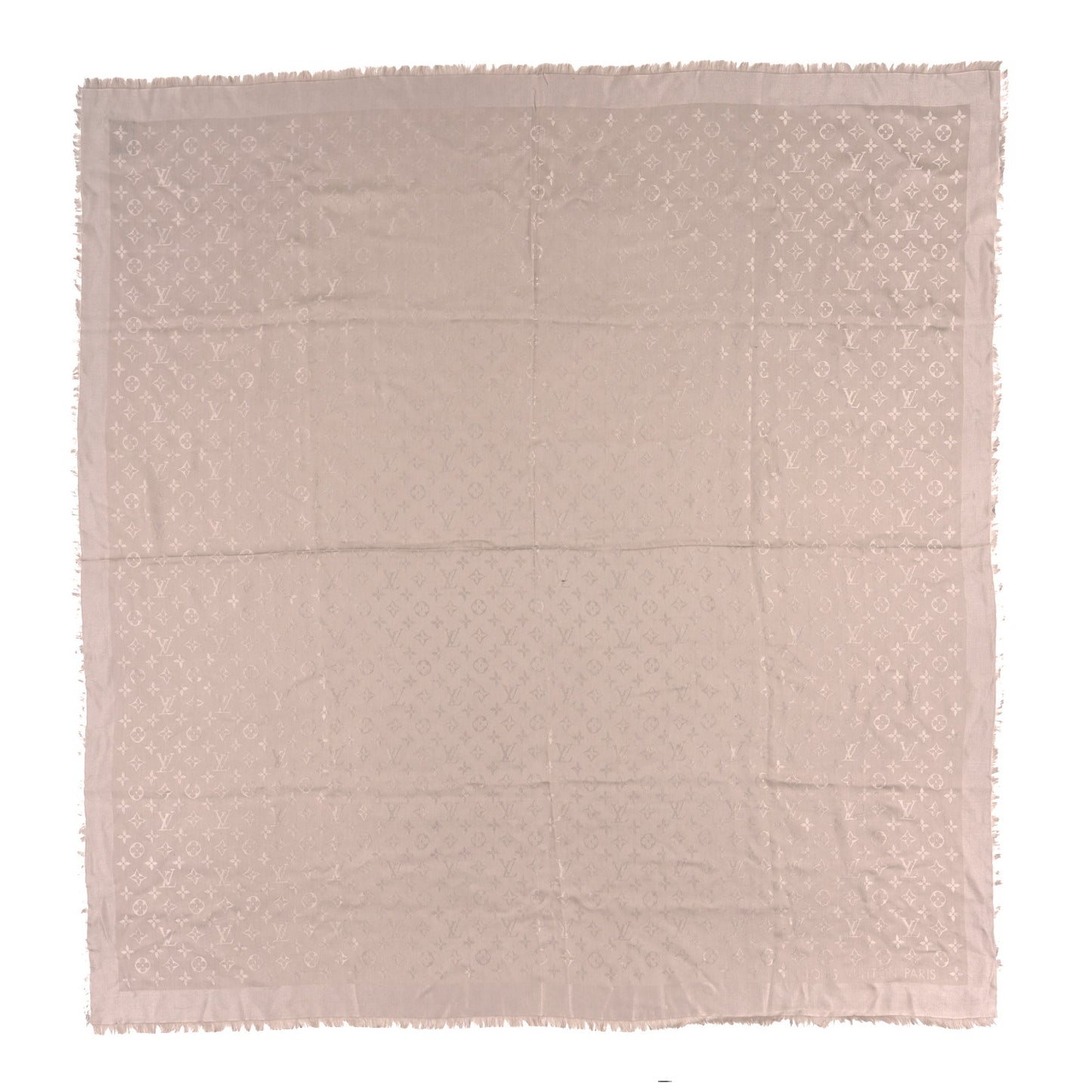 Silk Wool Monogram Shawl Greige