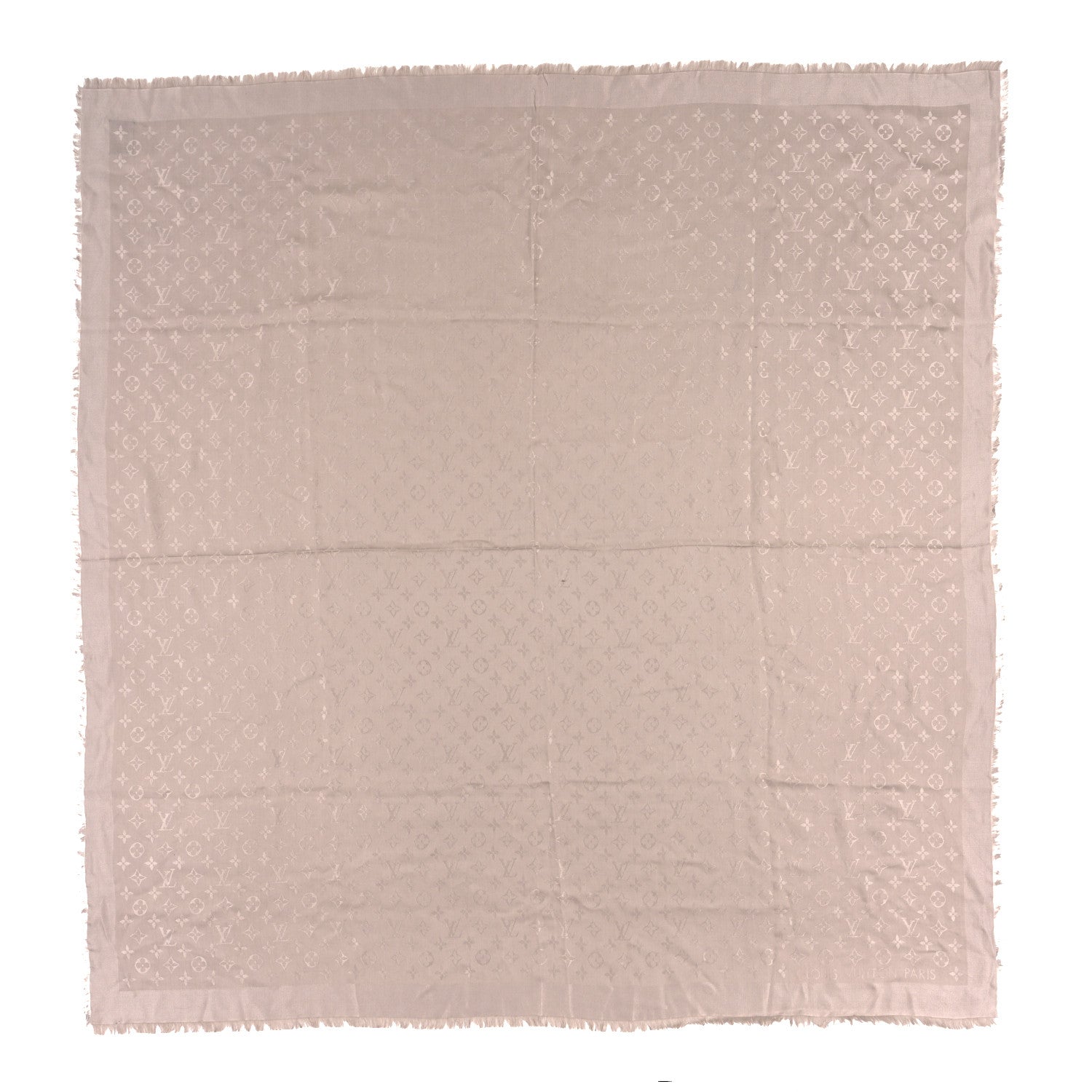 Louis Vuitton Silk Wool Monogram Shawl Greige 1 of 3
