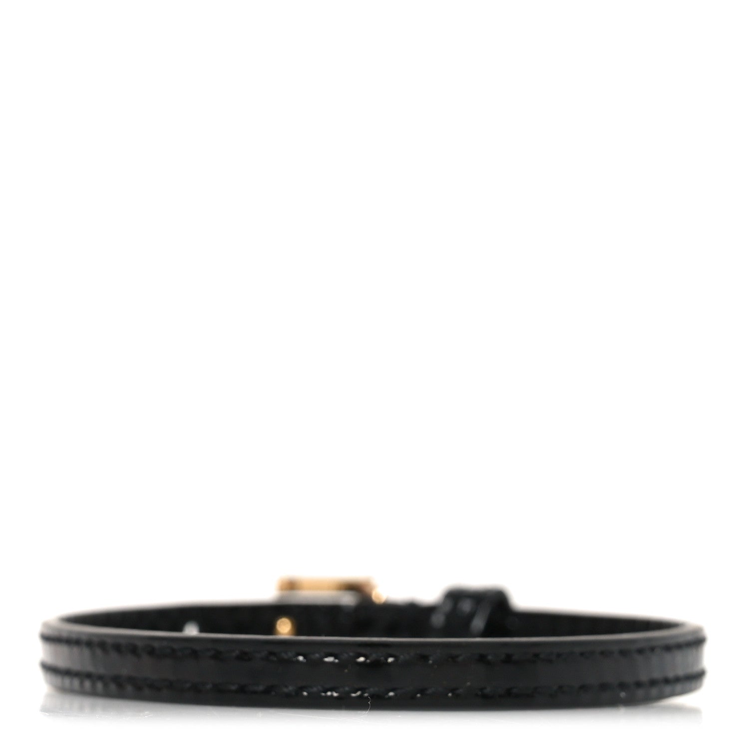 Gucci Patent Calfskin Metal Square G Bracelet M Black Gold 3 of 3