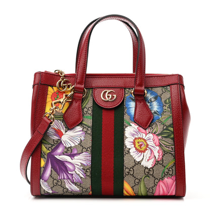 Gucci GG Supreme Monogram Flora Web Small Ophidia Tote Bag Red 1 of 11