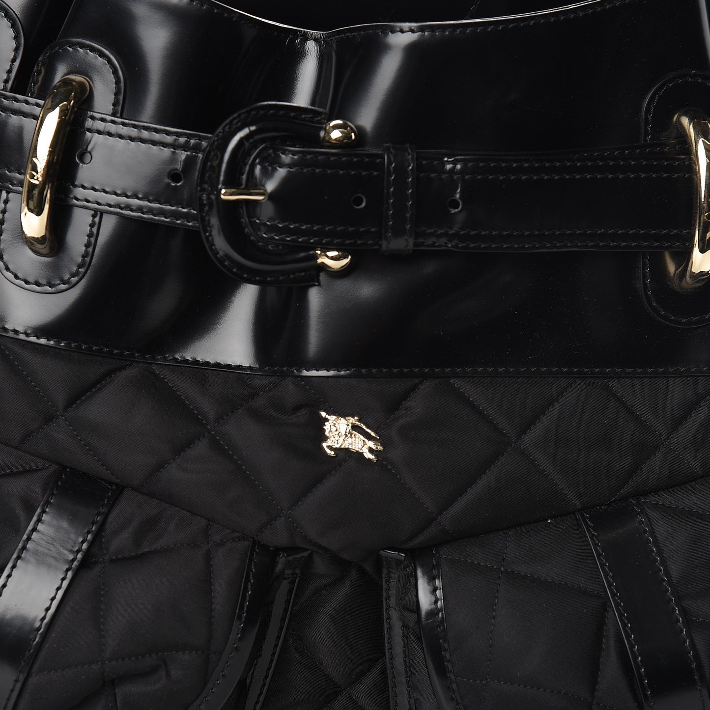 Calfskin Nylon Quilted Large Manor Tote Black