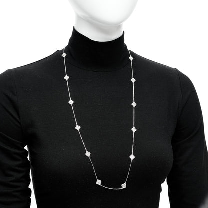 Van Cleef & Arpels 18K White Gold Diamond 16 Motifs Sweet Alhambra Necklace 2 of 6