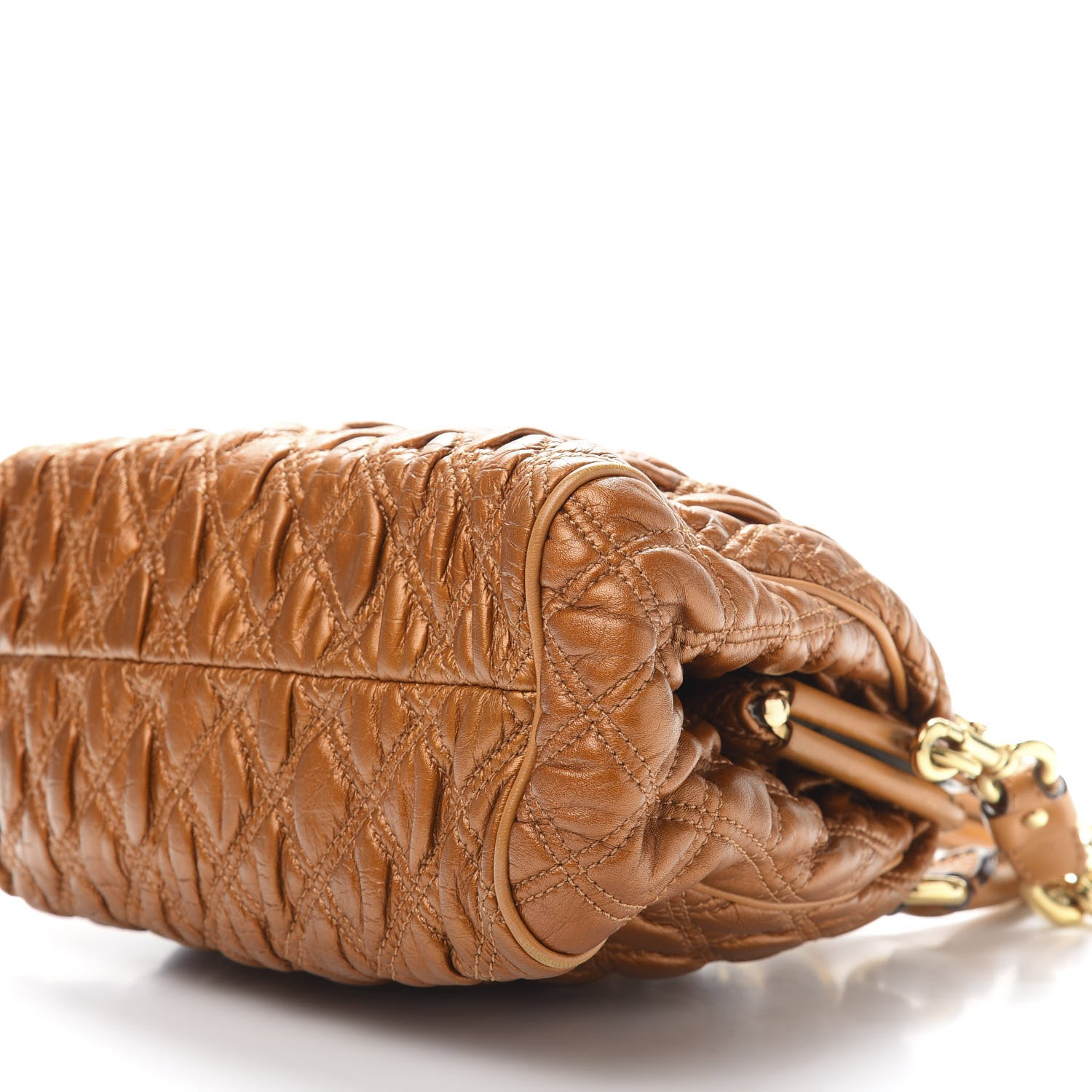 Marc Jacobs Metallic Calfskin Quilted Elastic The Kid Stam Dark Orange 8 of 15