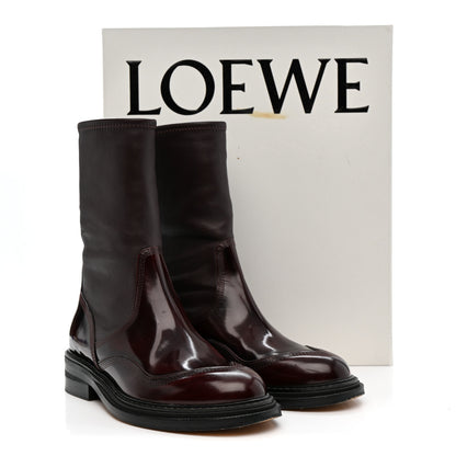 Loewe Patent Lambskin Chelsea Stretch Boots 37 Burgundy 10 of 10