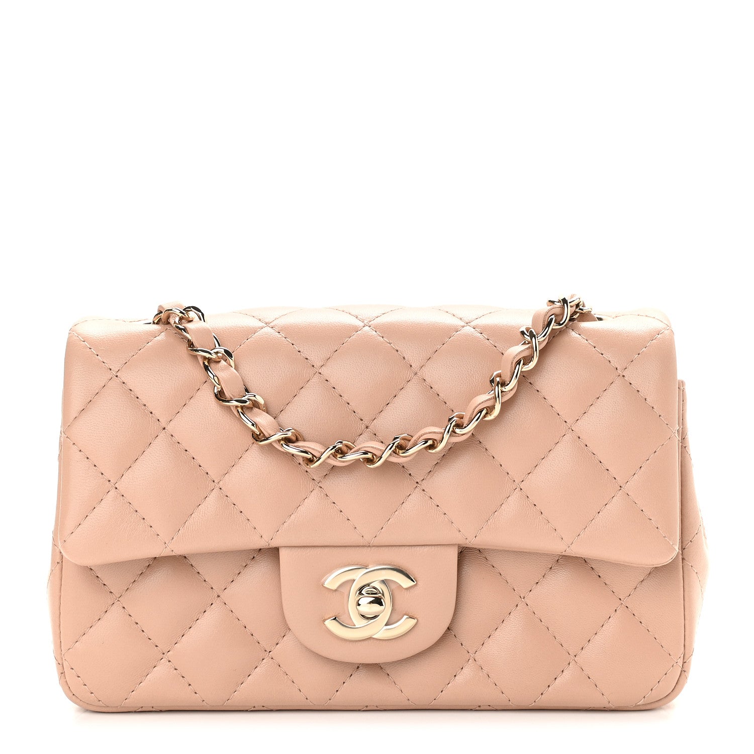 Chanel Lambskin Quilted Mini Rectangular Flap Beige 1 of 9