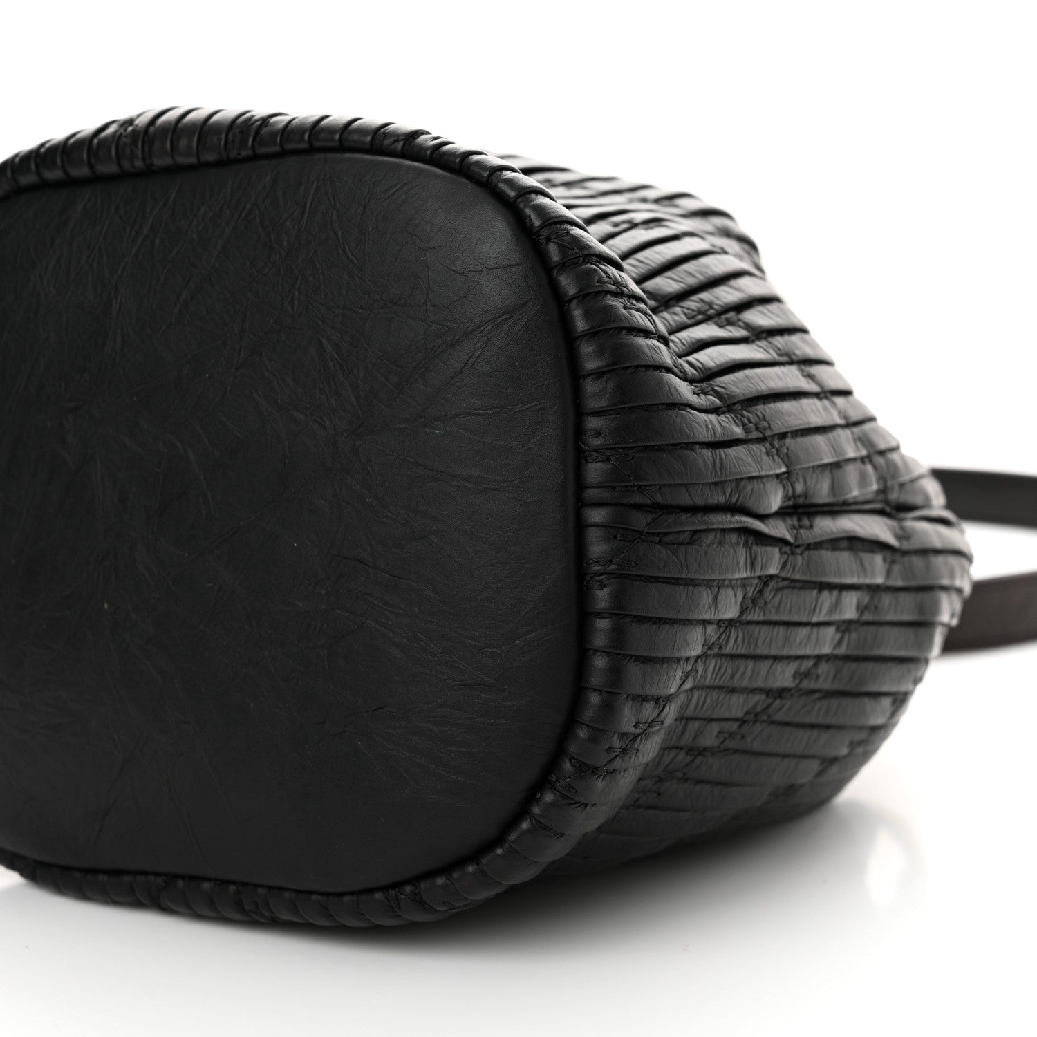 Chanel Iridescent Crumpled Calfskin Coco Pleats Small Drawstring Bag Black 10 of 10