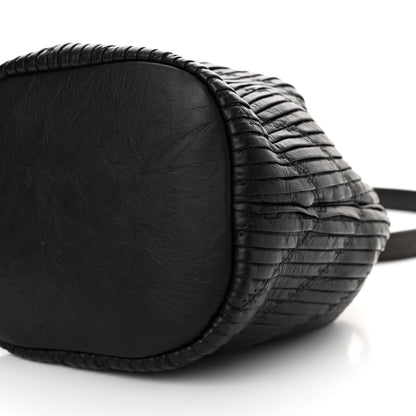 Chanel Iridescent Crumpled Calfskin Coco Pleats Small Drawstring Bag Black 10 of 10