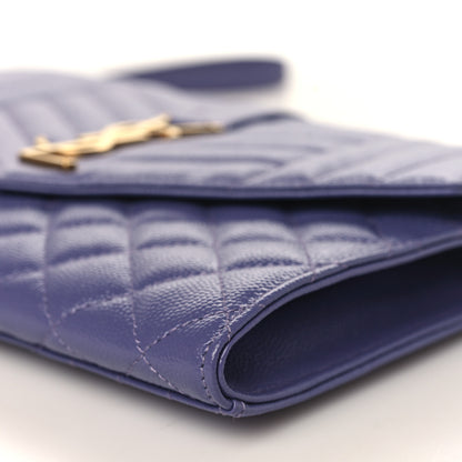 Saint Laurent Grain De Poudre Textured Mixed Matelasse Triquilt Monogram Clutch Dark Wisteria 9 of 10