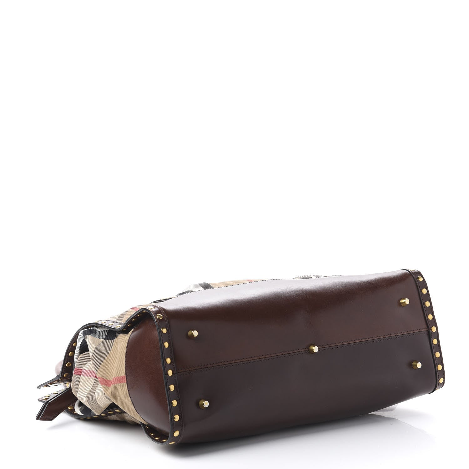 Burberry House Check Studded Large Greenham Tote Dark Tan 3 of 11