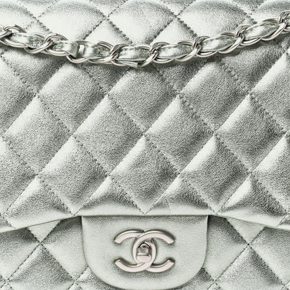 Chanel Metallic Lambskin Quilted Jumbo Double Flap Green 10 of 10
