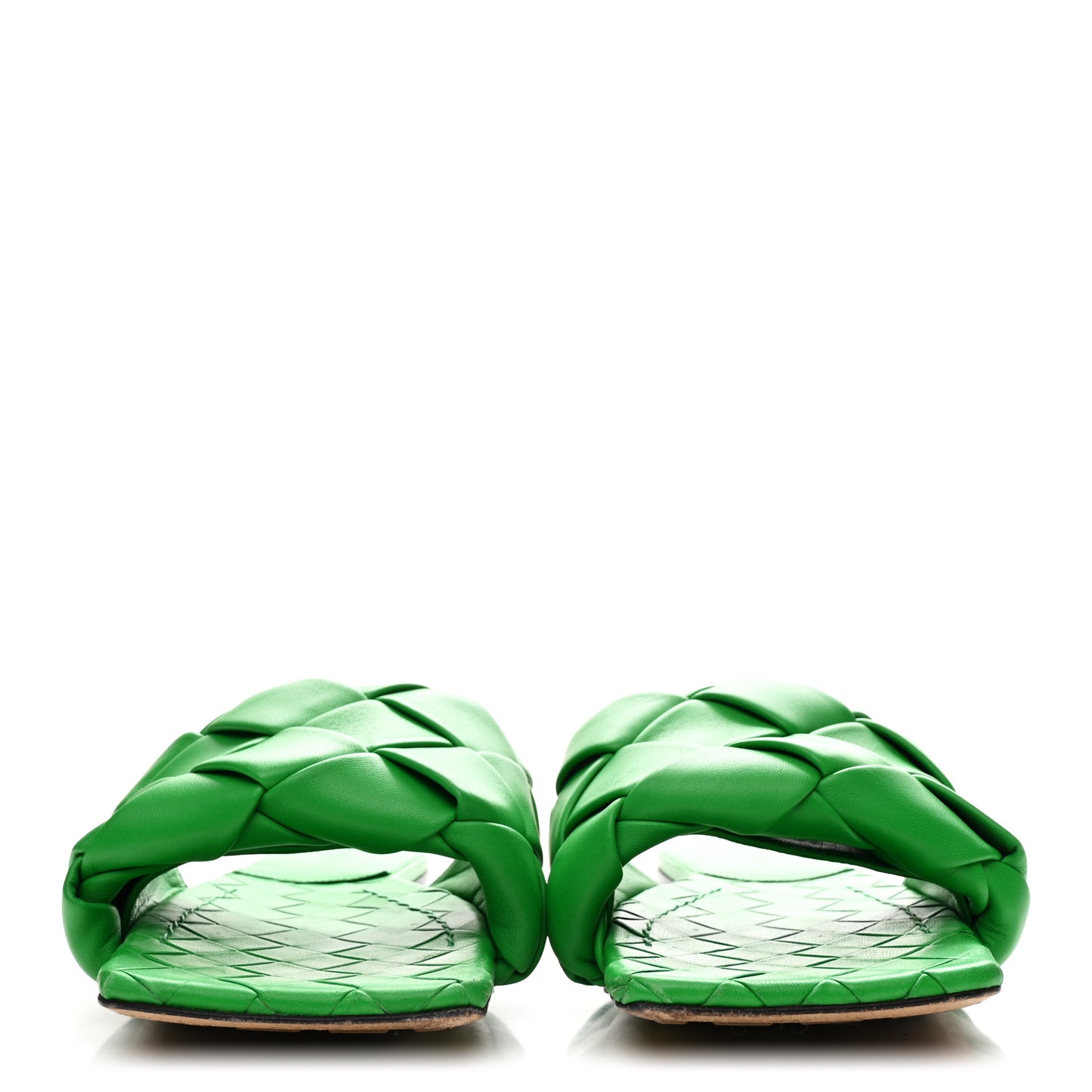 Nappa Maxi Intrecciato Lido Flat Sandals 39 Grass