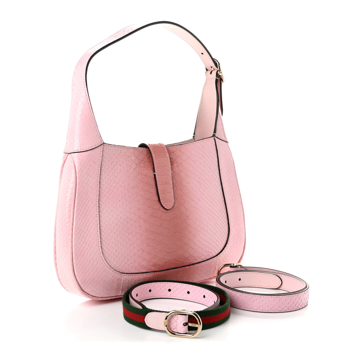 Gucci Snakeskin Web Small Jackie 1961 Hobo Pink 4 of 20