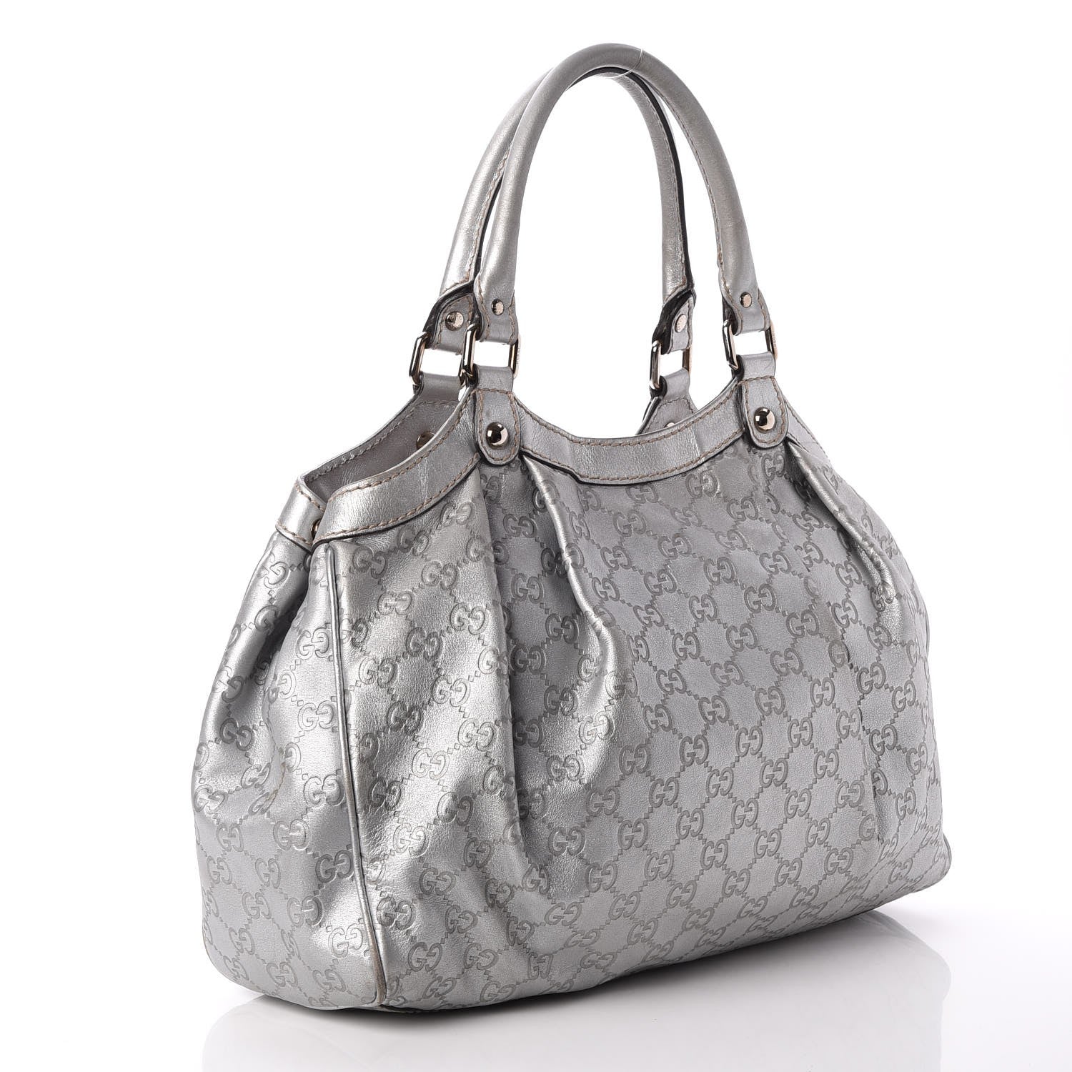 Gucci Guccissima Medium Sukey Tote Silver 3 of 7