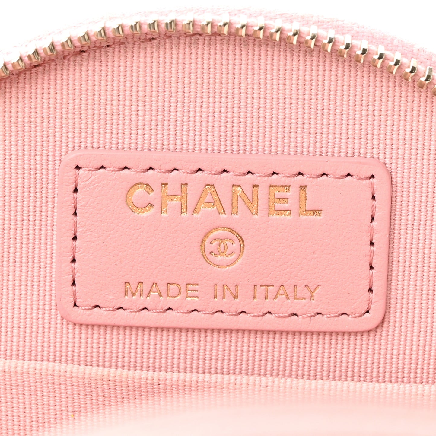 Caviar Quilted Round Handle With Care Vanity With Chain Pink