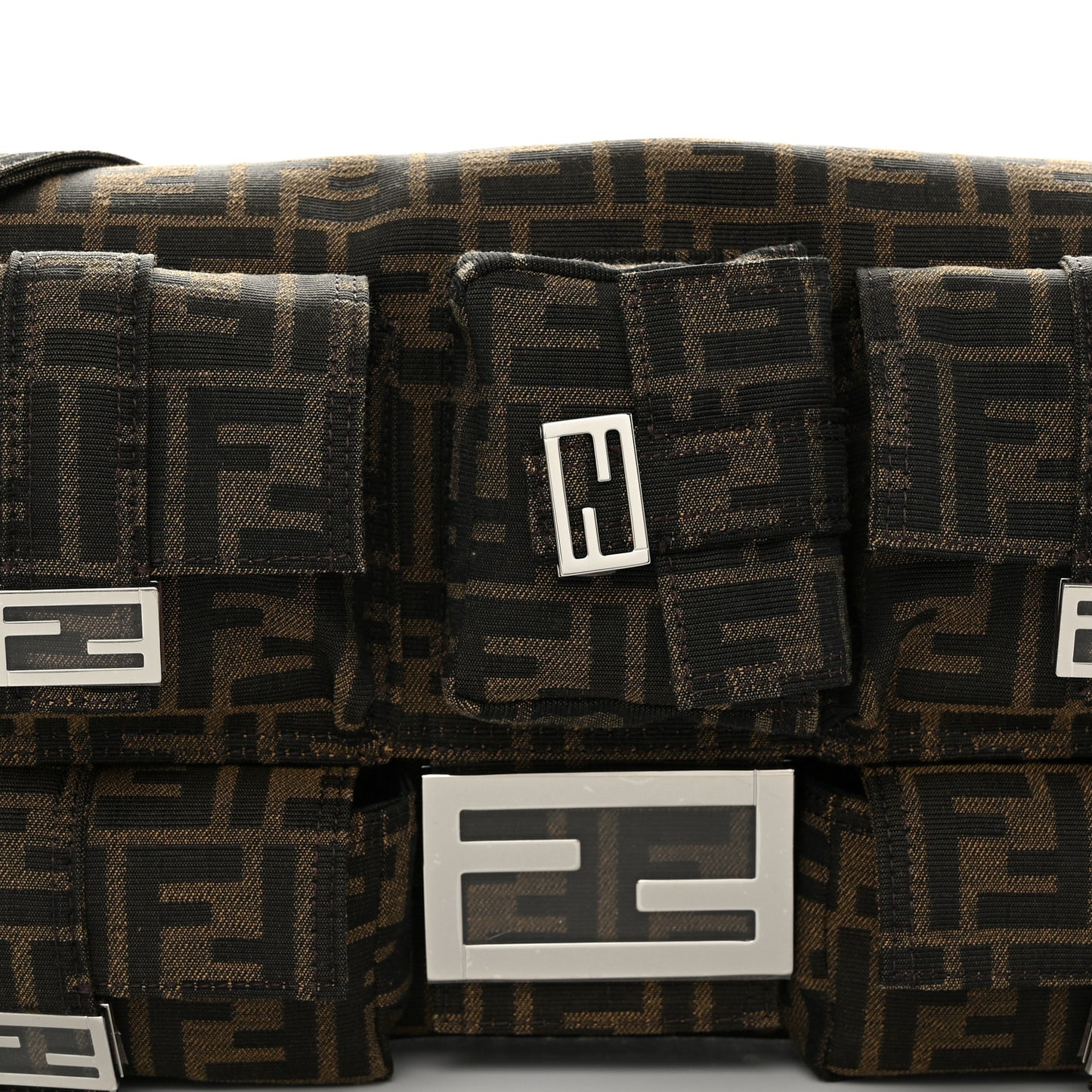 Fabric Jacquard FF 1974 Maxi Multipocket Baguette Tobacco Moro Black