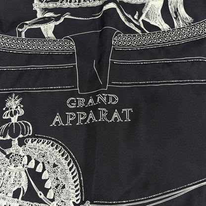 Hermes Silk Embroidered Grand Apparat Forever Scarf 90 Black Creme 4 of 4