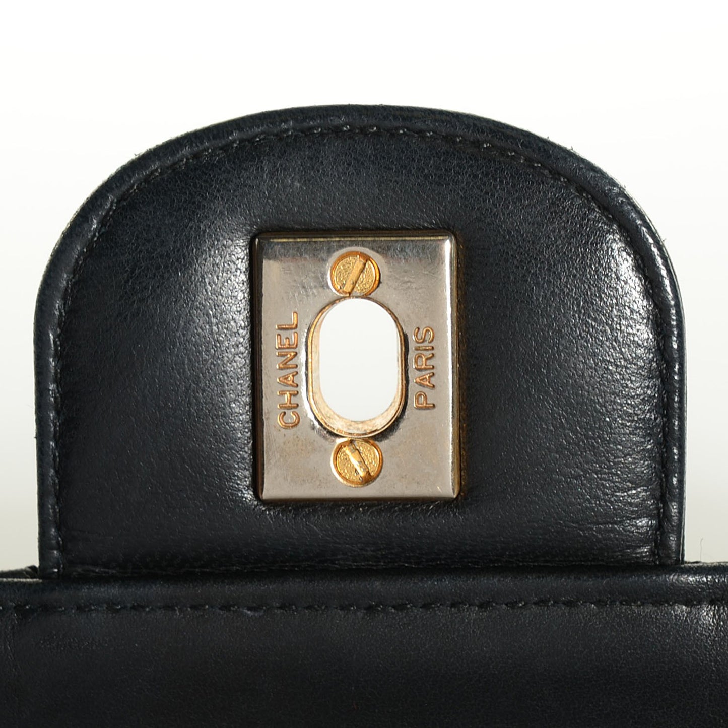 Lambskin Quilted Medium Double Flap Black