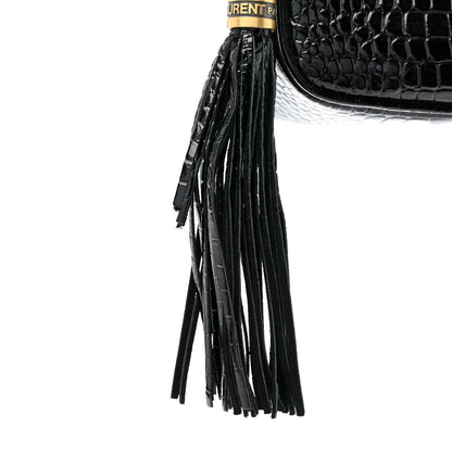 Saint Laurent Patent Calfskin Crocodile Embossed Monogram Lou Camera Bag Black 12 of 12