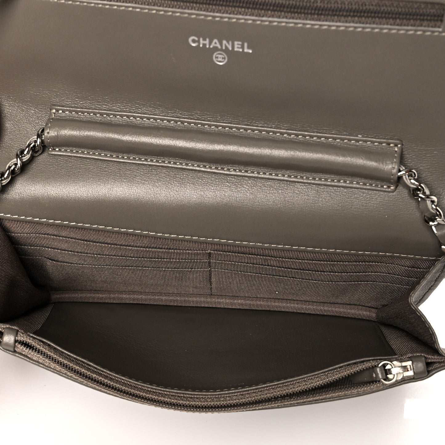 Patent Quilted Wallet On Chain WOC Brown