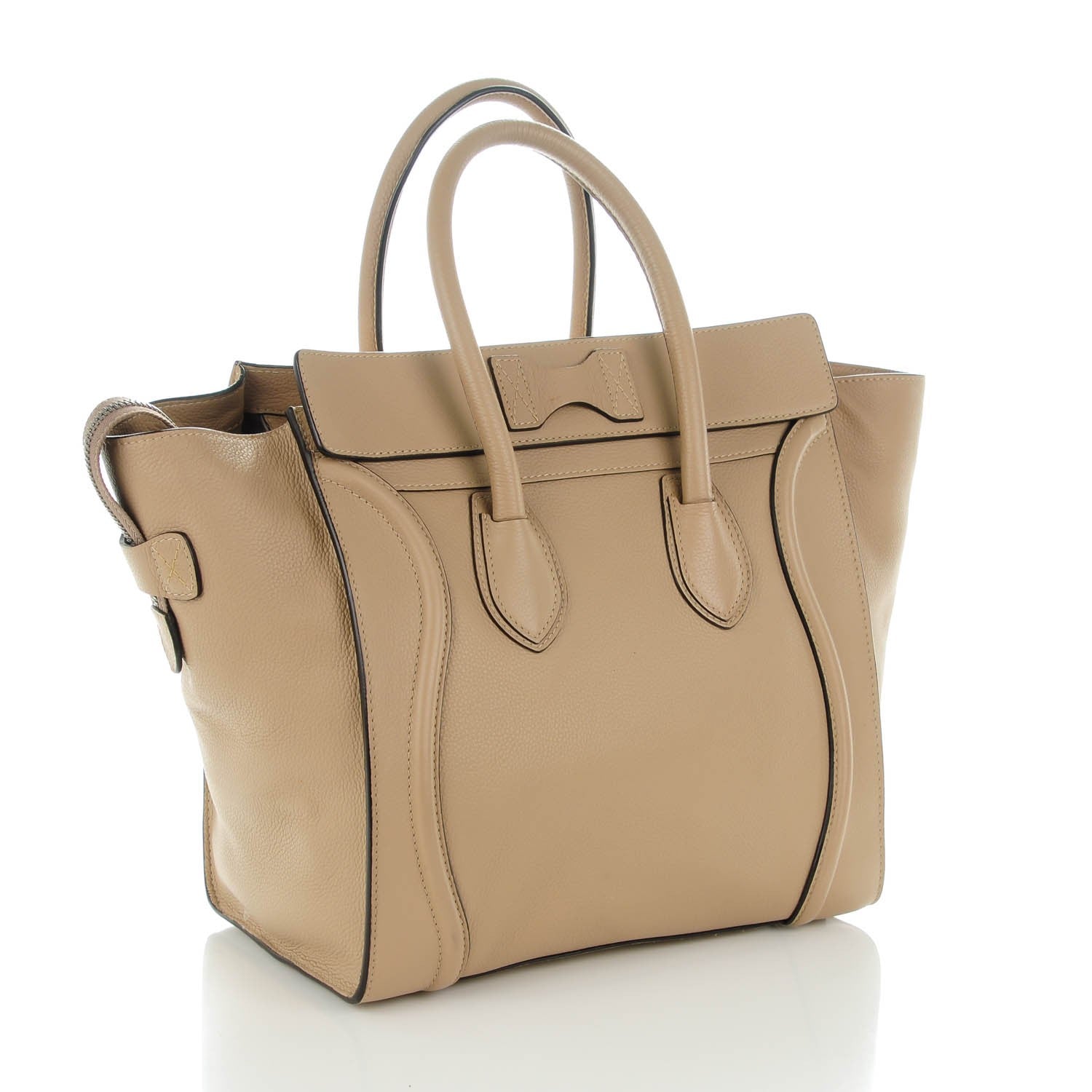 Celine Drummed Calfskin Mini Luggage Dune 3 of 8