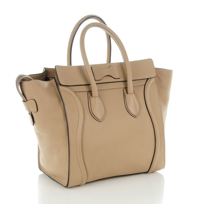 Celine Drummed Calfskin Mini Luggage Dune 3 of 8