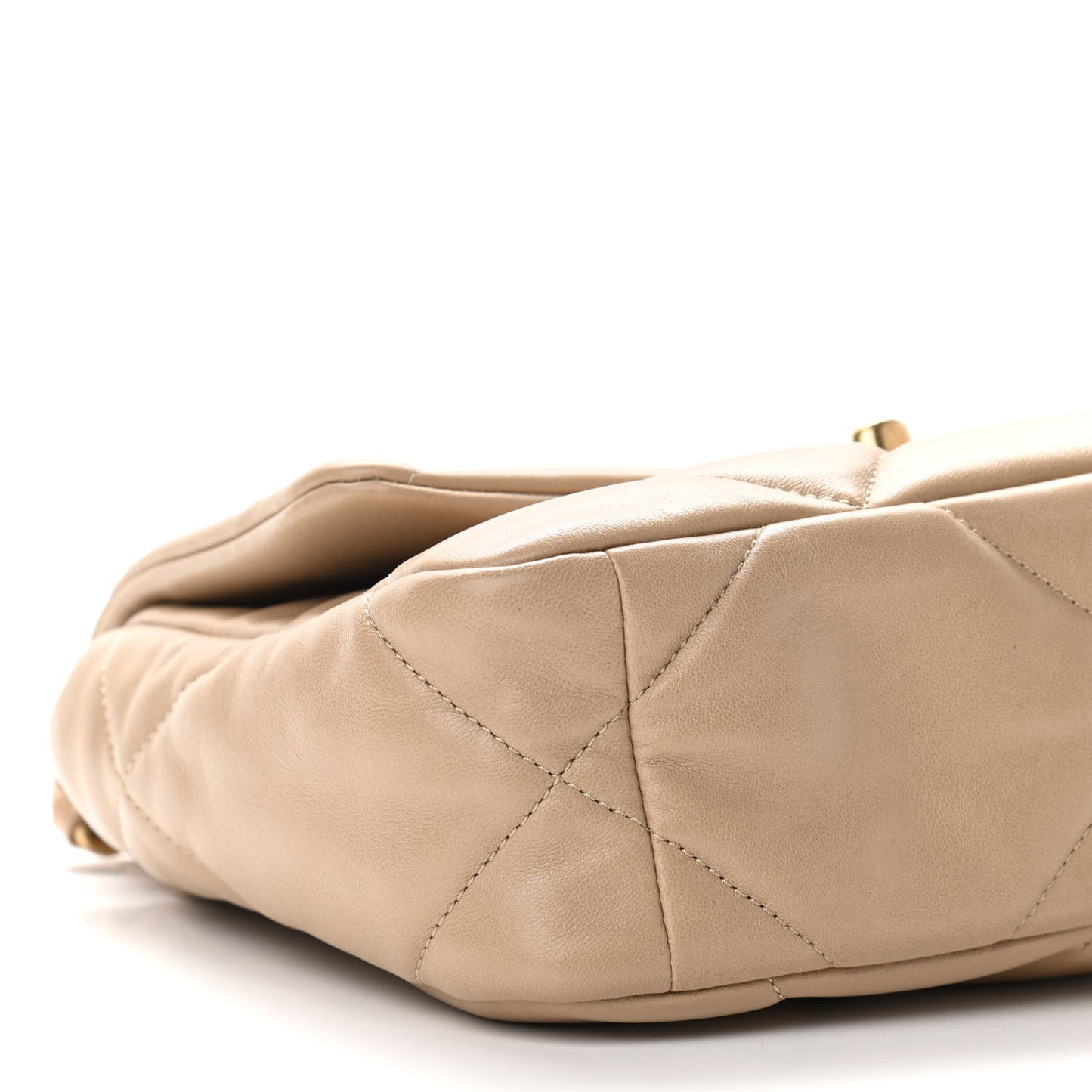 Lambskin Quilted Medium Chanel 19 Flap Dark Beige