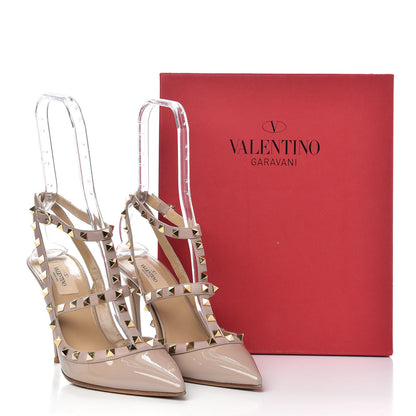 Valentino Garavani Patent Rockstud Ankle Strap Pumps 40 Poudre 10 of 10