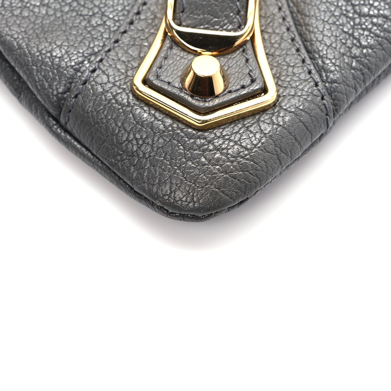 Balenciaga Chevre Gold Metallic Edge Hardware Envelope Clutch Gris Acier 9 of 10