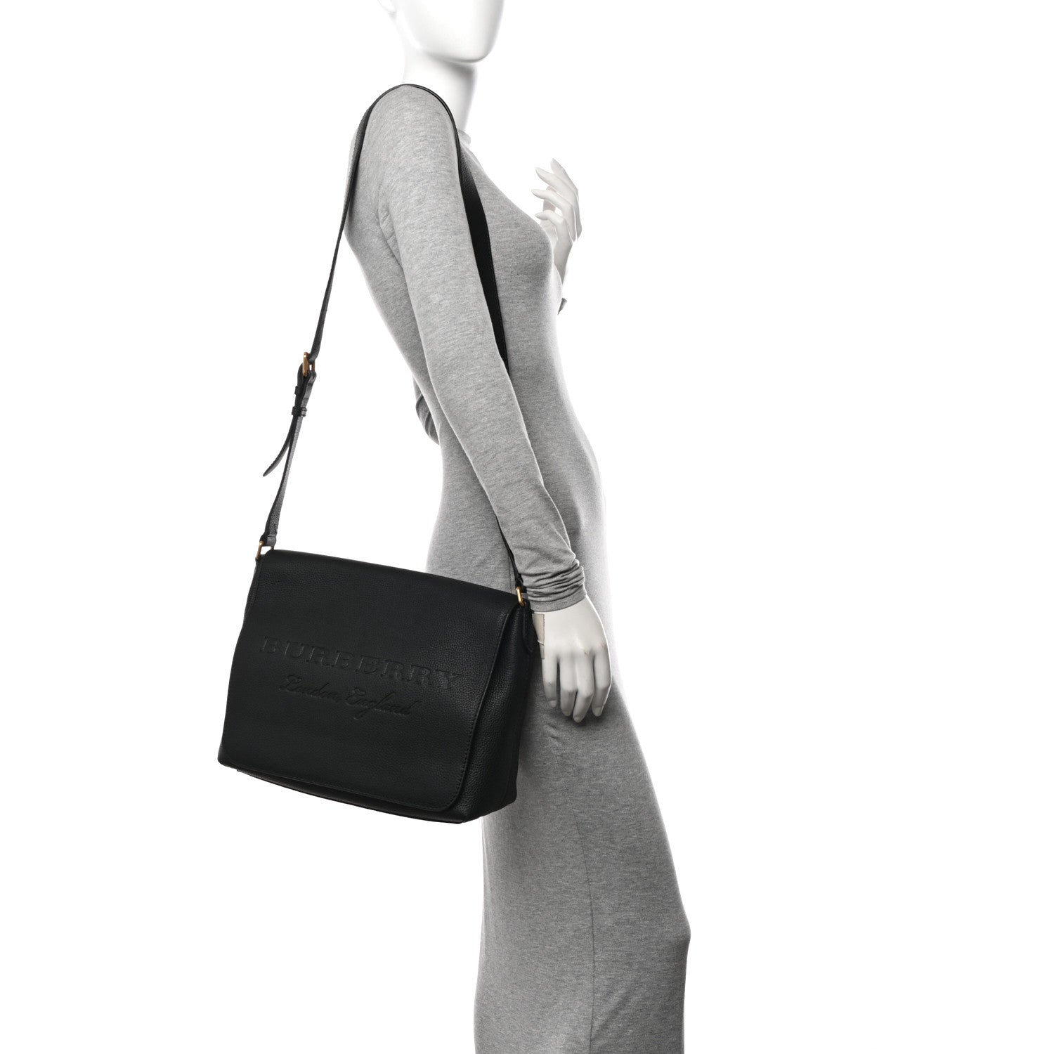 Burberry Signature Grain Medium Burleigh Crossbody Bag Black 2 of 11