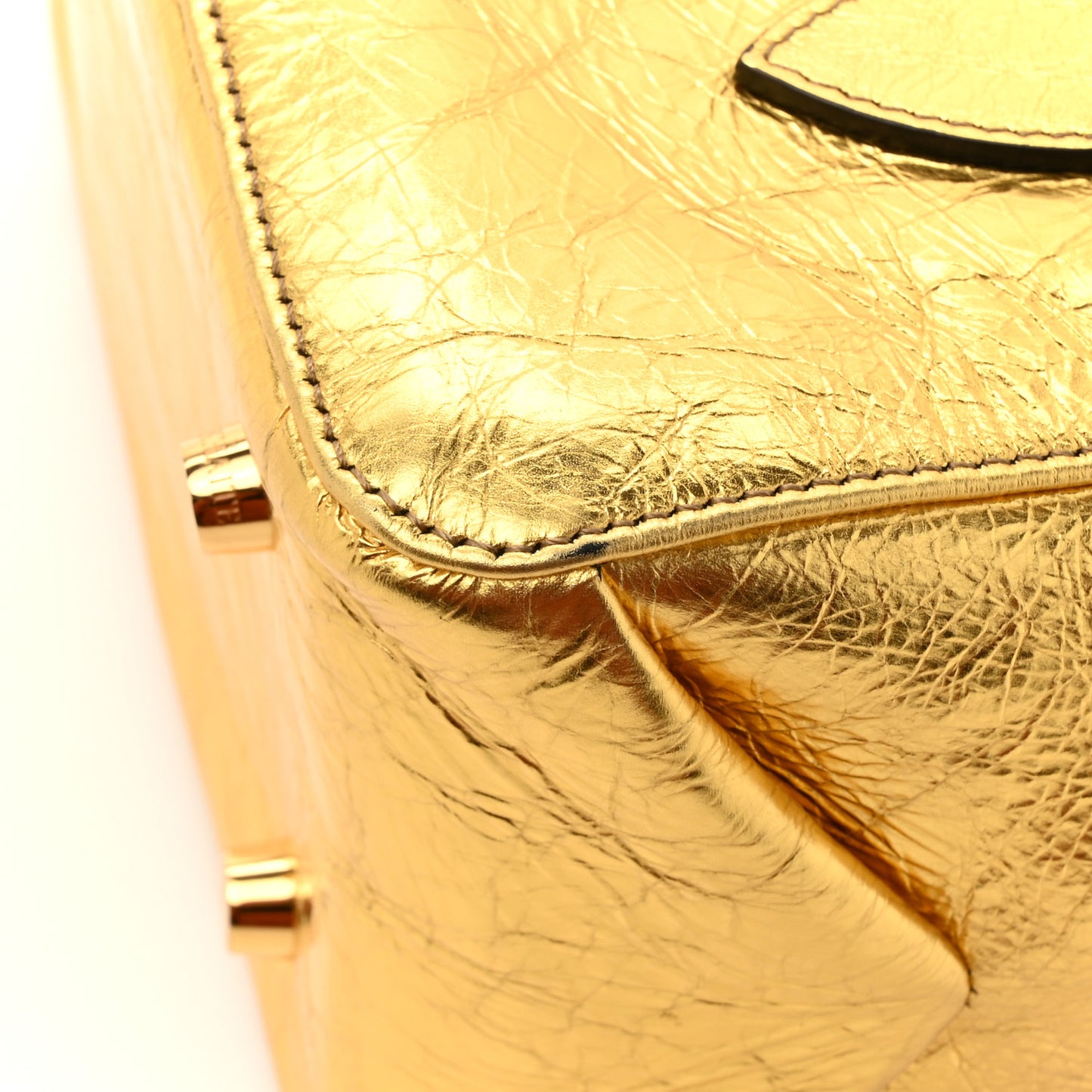 Metallic Calfskin Small Maeve Bag Gold