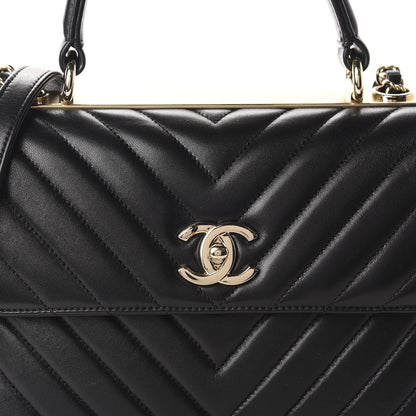 Chanel Lambskin Chevron Quilted Small Trendy CC Dual Handle Flap Bag Black 10 of 11