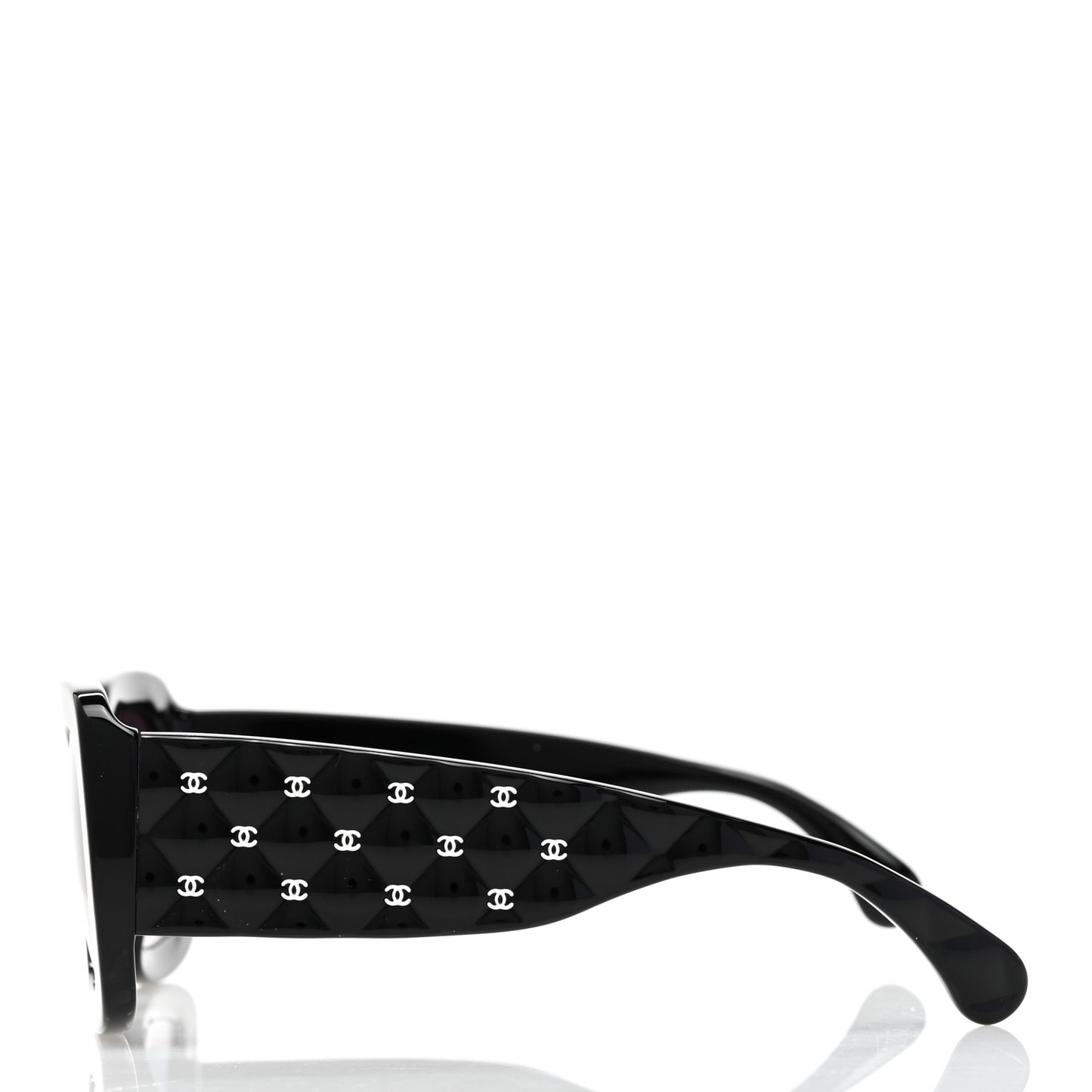 Acetate Quilted CC Rectangle Sunglasses 5483-A Black