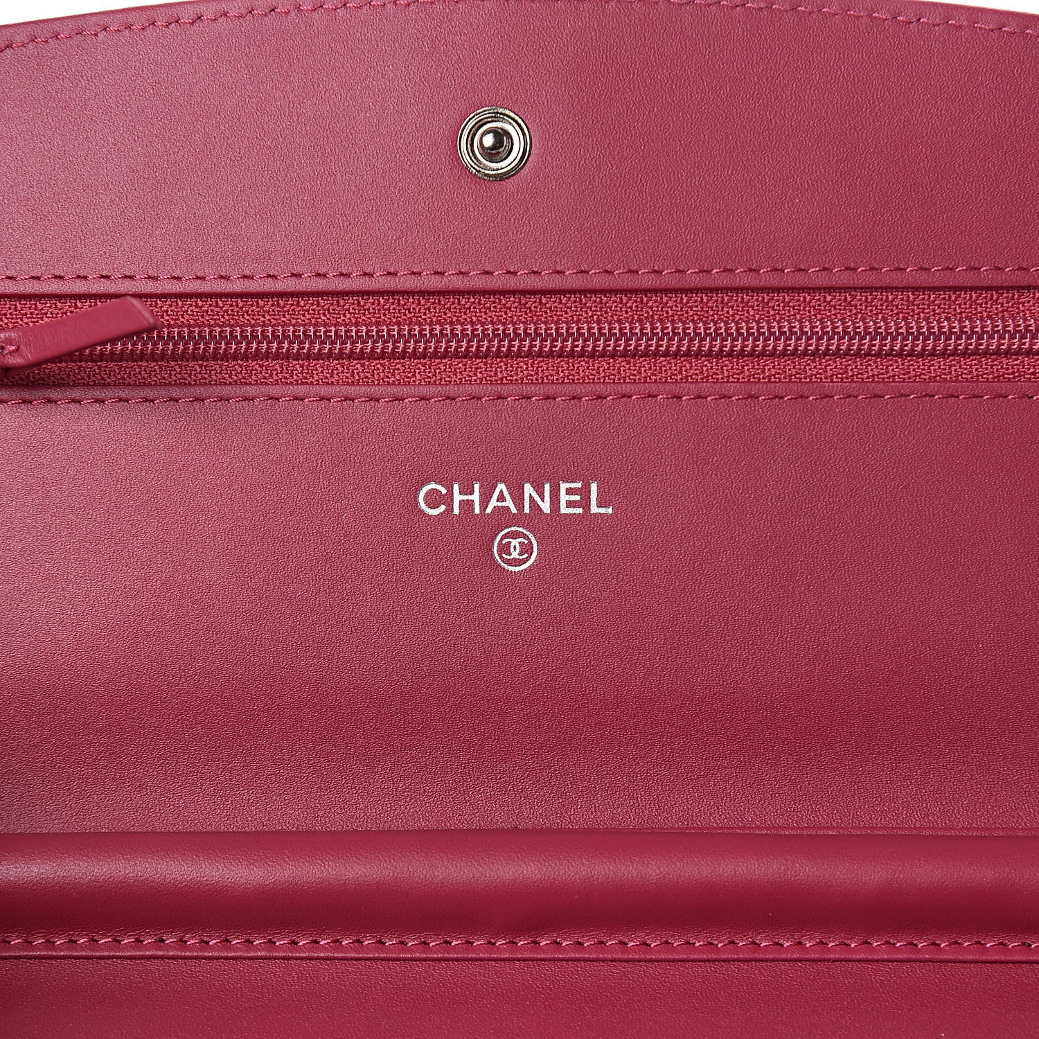 Chanel Patent Quilted Brilliant Wallet On Chain WOC Dark Pink 6 of 12