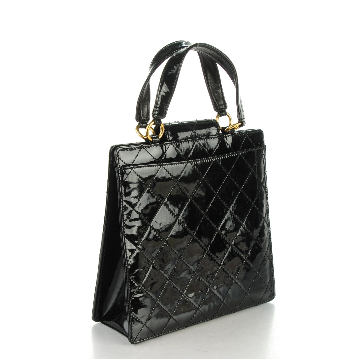 Chanel Patent Quilted Top Handle Tote Black 3 of 7
