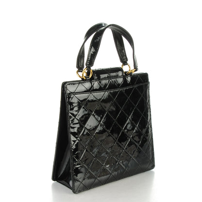 Chanel Patent Quilted Top Handle Tote Black 3 of 7