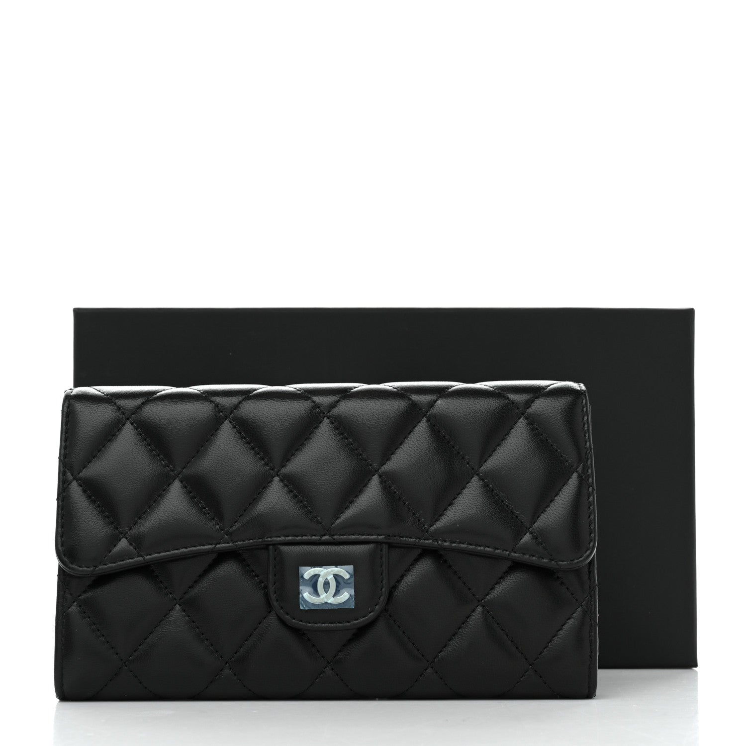 Chanel Lambskin Quilted Large Flap Wallet Black 9 of 9