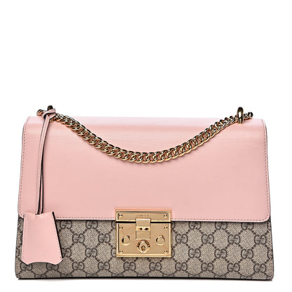 Gucci GG Supreme Monogram Calfskin Medium Padlock Shoulder Bag Beige Perfect Pink 1 of 16