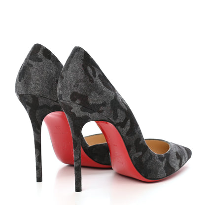 Christian Louboutin Flanelle Camouflage Iriza 100 Pumps 38 Fusain 4 of 8