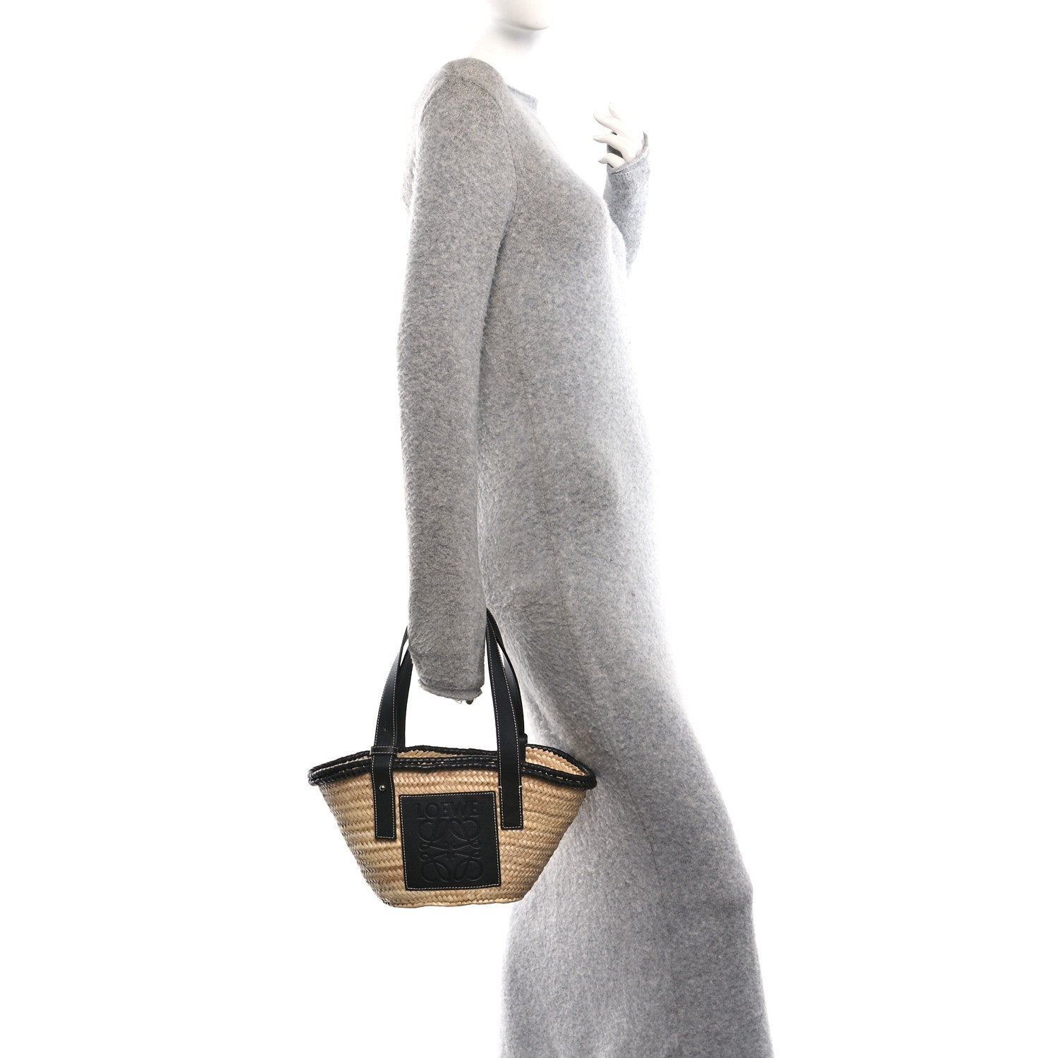 Loewe Raffia Small Basket Tote Bag Natural Black 2 of 10
